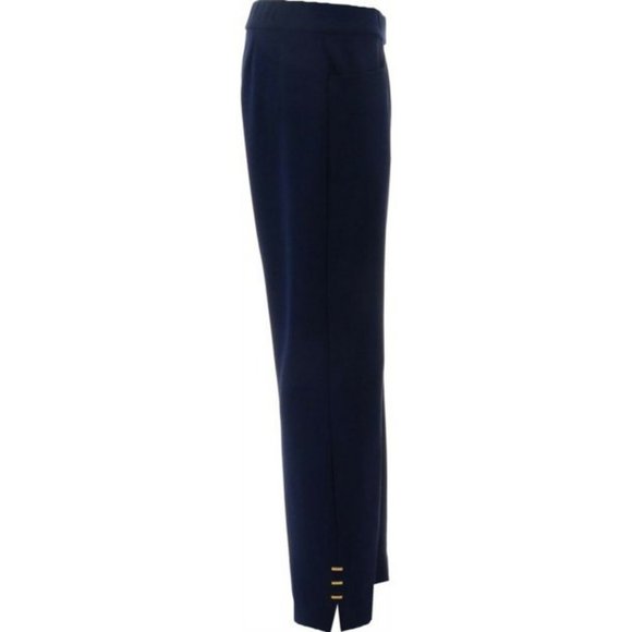 NWT DENNIS BASSO KNIT TWILL PULL-ON ANKLE PANTS RIVET TRIM NAVY XXS - Picture 4 of 8